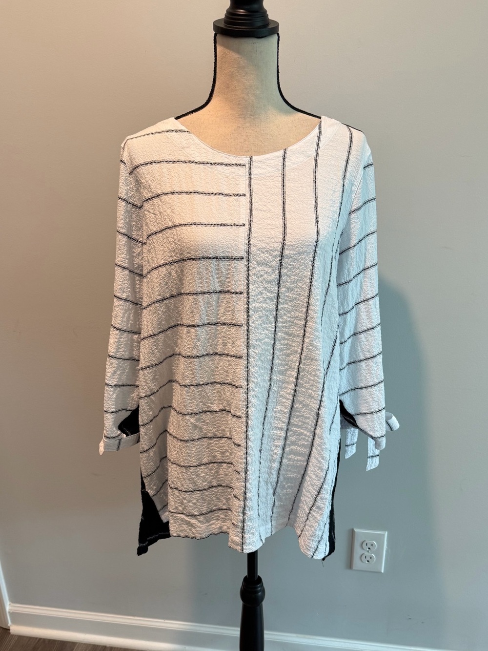 Ali Miles Colorblock Tunic Top Blouse Art to Wear Lagenlook Women’s size Large